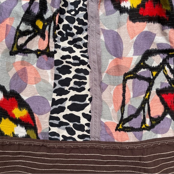 Free People Mini Skirt Boho Multicolor Leopard Leaf Patchwork Panels - Picture 5 of 10